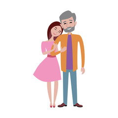 Hugging couple vector illustration.