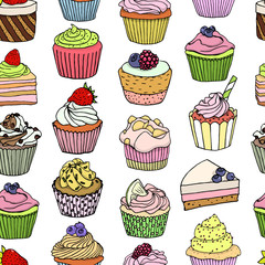 Desserts seamless pattern