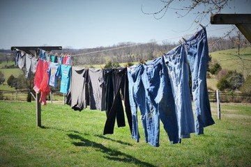 clean laundry on the line