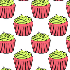 Desserts seamless pattern