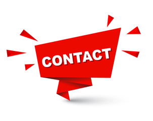 Red easy vector illustration isolated paper bubble banner contact. This element is well adapted for web design.