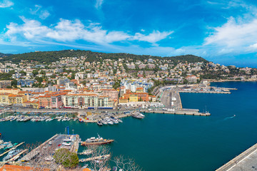 Fototapeta na wymiar Panoramic view of port in Nice