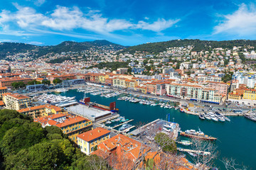 Fototapeta na wymiar Panoramic view of port in Nice