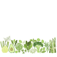 Vector background with vegetables, spices and herbs.  Illustration with place for text,  can be used  creating card, menu or invitation card.