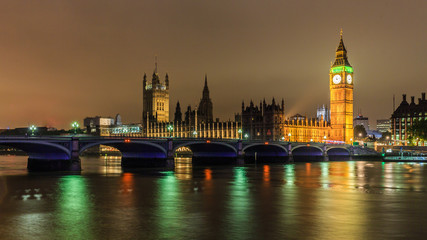Big Ben and Westminster bridge at London.