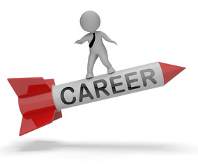 Career Rocket Means Job Employment 3d Rendering