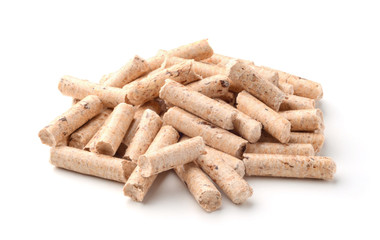 Pellets wood isolated on white