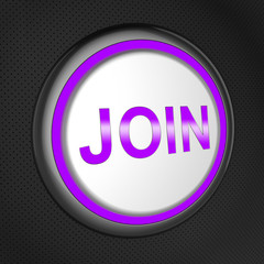 Join Button Shows Membership Admission 3d Illustration
