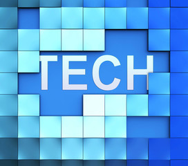 Tech Blocks Showing Technology Data And Computing