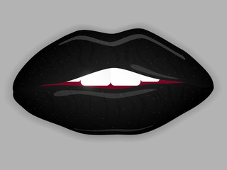 Open Mouth with black lips. Vector illustration.