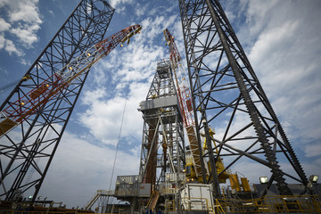 Fototapeta na wymiar General view of the floating drilling rig