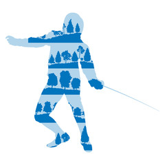 Fencing player man vector background poster illustration concept