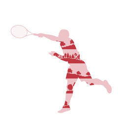 Tennis player man abstract illustration made of tree fragments i
