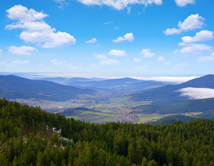 Fototapeta na wymiar View from mountain Grosser Osser in National park Bavarian forest, Germany.