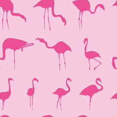 Silhouette of flamingos seamless pattern