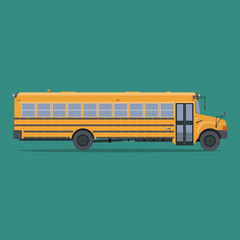 Isolated school bus in flat style. Side view.