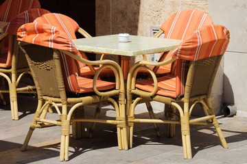 Wicker chairs and table