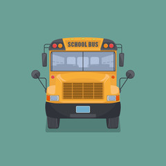 Isolated school bus in flat style.Front view.