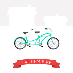 Vector illustration of tandem bike in flat style.