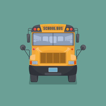 Isolated school bus in flat style.Front view.