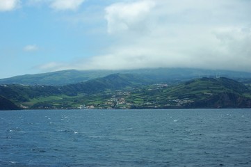 Fototapeta na wymiar Cidade da Horta vista do mar. Açores, Portugal