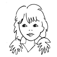 portrait, girl, vector icon, sketch