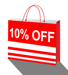 Ten Percent Off Bag Means Reductions 3d Illustration.