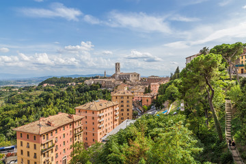 Fototapeta na wymiar Perugia, Italy. View of the city. The Basilica of San Domenico