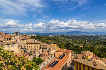 Fototapeta na wymiar Perugia, Italy. Beautiful cityscape on the background of mountains