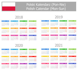 2018-2021 Polish Type-1 Calendar Mon-Sun on white background