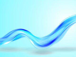 Abstract background with blue lines in wave form, vector illustration