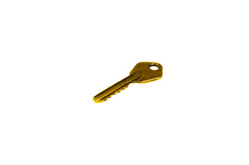 Single yellow key isolated on white