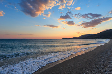 Fototapeta premium Summer sunset beach (Albania).