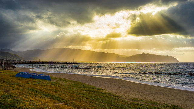 Beach at Tindari after storm