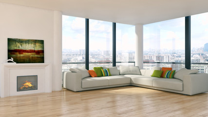 Soggiorno moderno con camino