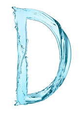 Water splash letter D with light blue color