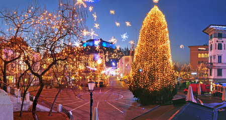 Preserens square, decorated for Christmas and New Year celebration