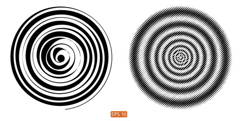 Set Vector halftone background. Concentric circles. Spiral