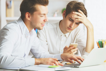 Men using smartphone