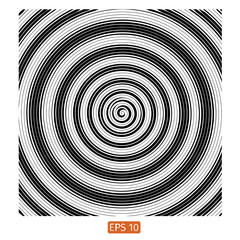 Vector halftone background. Concentric circles. Spiral