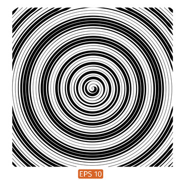 Vector halftone background. Concentric circles. Spiral