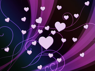 Purple Hearts Background Shows Romantic And Passionate Wallpaper