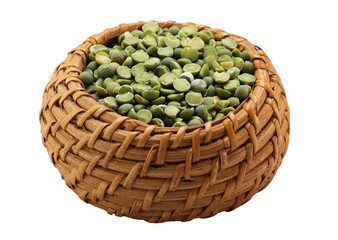 Green peas in a basket