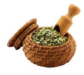 Green peas in a basket