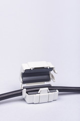 Snap on ferrite for EMC suppression