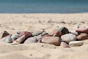 Fototapeta na wymiar Sand, sea, stone, summer, holiday