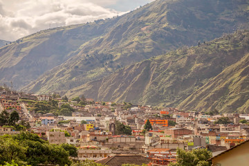 Fototapeta na wymiar Aerial View Of Banos De Agua Santa, Tungurahua Province