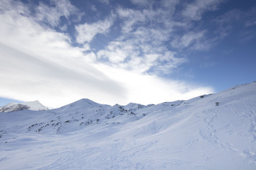 Fototapeta na wymiar Ski Austria, glacier. Winter sports theme.