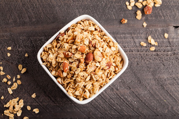 Homemade Nutty Cinnamon Granola with Honey top view