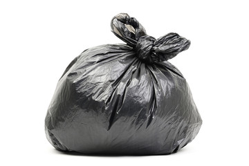 Black garbage bag isolated on a white